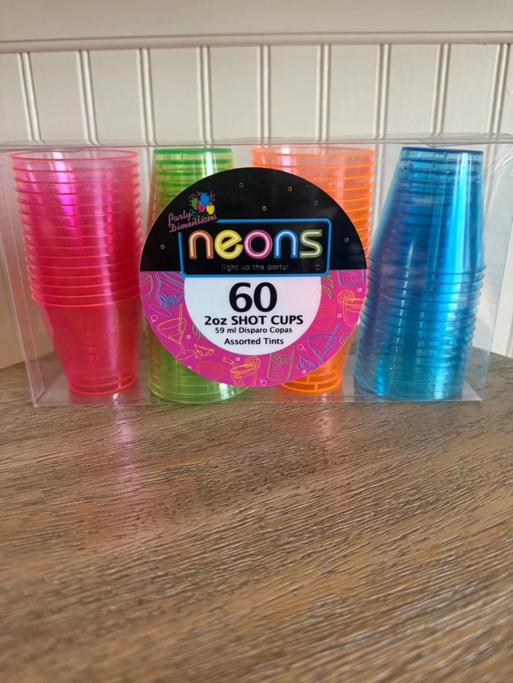 Party Dimensions 60 Count Neon Pink, Green, Orange & Blue Plastic Tumblers 2oz